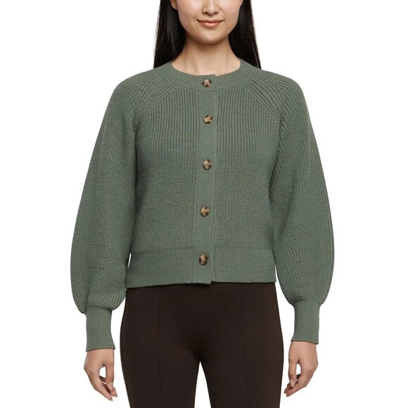 Banana Republic Women's Ribbed Crew Neckline Button Front Cardigan - Picture 2 of 7